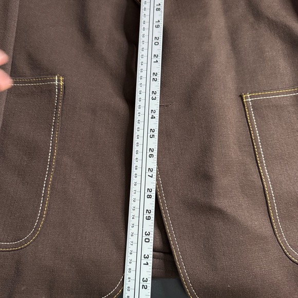 Vintage 70s JC Penney Brown Blazer Gold Stitching 42R Solid - Picture 9 of 9